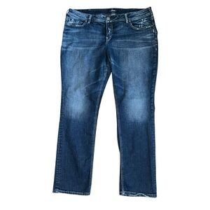 Silver Jeans Womens Elyse Straight 18 32L Mid Rise Stretch Medium Wash